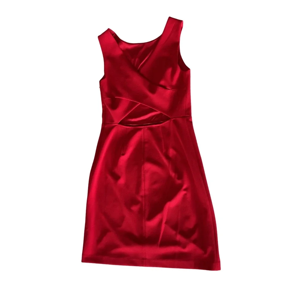 Betsey Johnson Red Sleeveless‎ Scuba Dress  Criss Cross Back Cut out Size 8